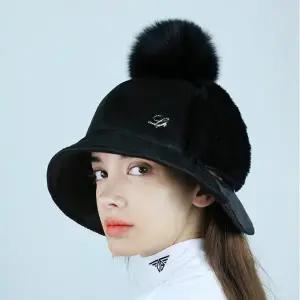 [루페오]여성 겨울 방한 골덴 코듀로이 이어머프 여우방울 퍼 귀달이 앙고라 스트랩 버킷햇 모자