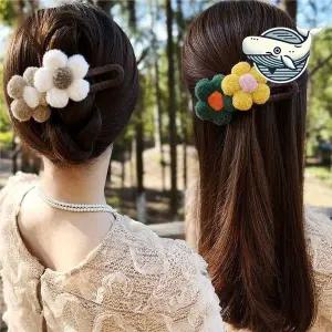 [골드스마일]컬러풀 꽃집게핀 헤어 악세서리 겨울 데일리