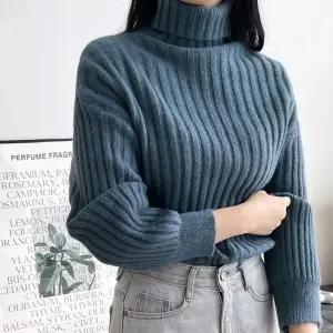 여자 겨울 골지 슬림 터틀넥 목폴라 울 니트 스웨터 (WD6E1B1)