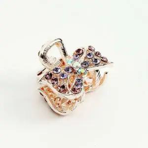 [골드스마일]헤어 집게핀 3p 퍼플 긴머리 큐빅 포인트 앞