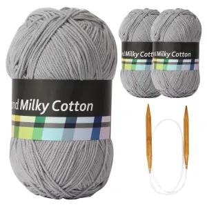 얀 밀키코튼 별무늬 목도리 DIY 뜨개실 3p 고급 흑대바늘 3 5mm 27번 연회색 1세트