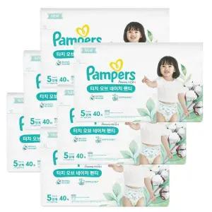 2025 터치 오브 네이처 팬티 5단계 40매 X6팩 팸퍼스 아기 기저귀