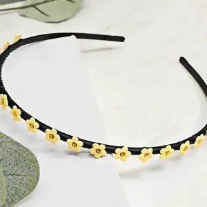 [골드스마일]옐로우 큐빅 헤어 밴드 얇은 패션 여성 머리띠
