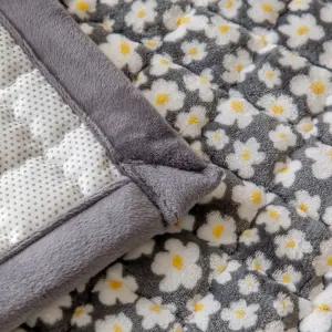 국내산 잔꽃 밍크 5mm 겨울 극세사 침대패드 겸 카페트