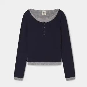 [후아유](의정부점)Layered Henry Neck Long Sleeve T-Shirt WHLAF4V91F