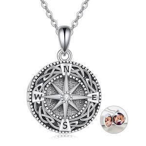 사진 925 스털링 실버 켈틱 매듭 나침반 목걸이 졸업 선물 여성 남성용 주얼리