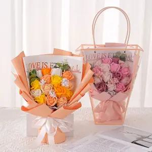 제너럴케이 장미 비누꽃 15송이 꽃다발 쇼핑백 세트