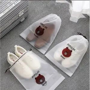 다회용 방수 비닐 파우치 반투명 곰 1p 방수비닐파우치 스포츠가방