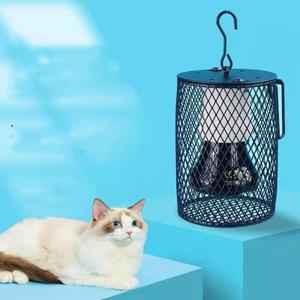 세라믹 열 방출기 애완 동물 난방 갓 더블 케이지 철 메쉬 돔 파충류 E27 전구 홀더