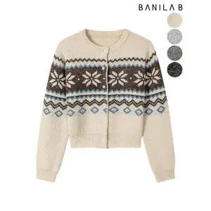 [하프클럽/바닐라비]여성 스노우 플라워 노르딕 가디건