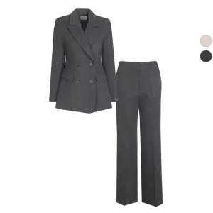 SET 여성 라스트 더블 겨울 정장 자켓+기모팬츠 세트