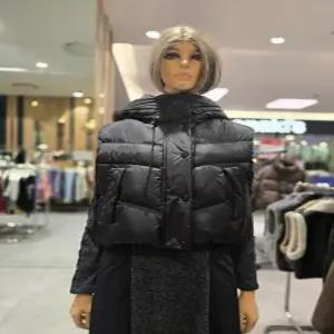 [에고이스트] 사선 퀼팅 하이넥 크롭 다운조끼  EQ4ONV-01