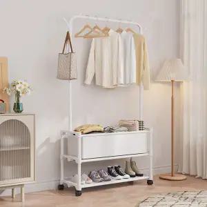 이동식 옷 행거 깔끔한 선반형 조립식 철제 옷 행거 원룸 수납 없는 공구