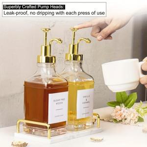 4pcs 투명 유리 커피 시럽 디스펜서 펌프 500ml 리필 가능 메이플 향료 병 홈 바리 스타 주방 액세서리