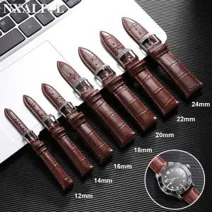 정품 가죽 시계 밴드 12mm 14mm 16mm 18mm 20mm 22mm 24mm 대나무 패턴 스트랩 남성 여성 유니버설 손목 밴