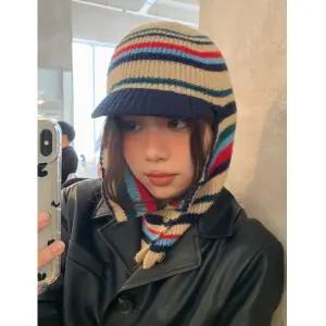 겨울 니트 성인 바라클라바 무지개 목도리 모자 레인보우 귀여운