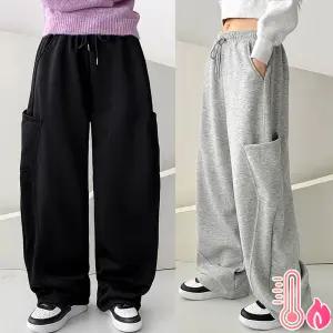 [ Hip한 겨울] 극세모 포켓 커브드 팬츠 기모안감 벌룬핏 트레이닝 겨울바지