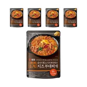 샘표 생생듬뿍 4가지 햄 소시지 베이컨과 치즈 부대찌개 450g, 5개