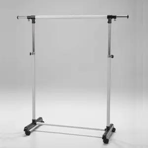 가정용 이동식 행거 옷걸이행거/1단/스텐드/튼튼한/철제/일자/바퀴/이동/철재/조립/바퀴달린/심플/옷