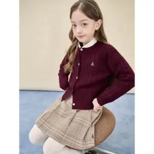 빈폴키즈 beanpolekids 여아 울혼방 케이블 카디건 와인 (BI5X5AGE1Z)