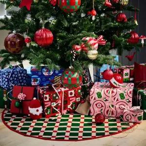 [이케아] 빈테르핀트 트리매트 크리스마스 체크 멀티컬러 지름100cm