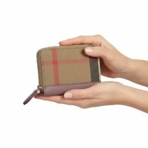 체크 지퍼 어라운드 지갑 80845261 인디핑크