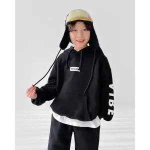 [리틀브로] (아동)B.바이브아머후드티_블랙[티셔츠BFKP566C]