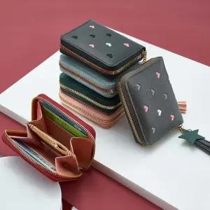 하트 학생 지퍼 카드 코인 여자 지갑 동전 여행 수납