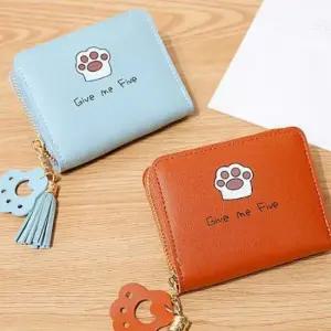 여자 중 고등 학생 소형 지퍼 미니 카드 동전 지갑