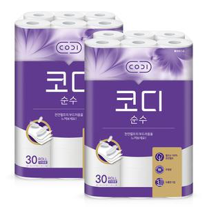 코디 천연펄프 3겹 순수, 30m, 30롤, 2개
