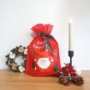 크리스마스 선물 포장 끈 리본 부직포 산타 주머니