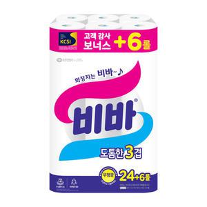 유한킴벌리 비바 도톰한 25m 3겹 30롤 1팩 화장지/휴지
