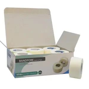 밴드포어 종이반창고 (흰색, 2.5cmx9.1m) 12개입 대용량