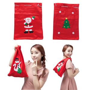 (산타핫딜) 40cm 산타 선물 주머니/성탄절 파티 파우치/어린이집  유치원 선물 포장/크리스마스 파티 장식 소품 가방 손가방/39번
