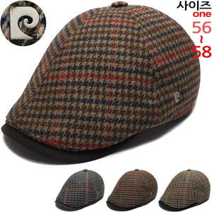 CAP191129 피에르가르댕 귀달이 울 체크 헌팅캡 베레모 골프모자 남자모자