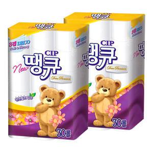뉴땡큐3겹30롤x2팩(60롤)화장지/휴지/두루마리