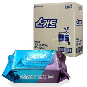 스카트 잘닦이는 세정티슈 80매 x24개(1박스)