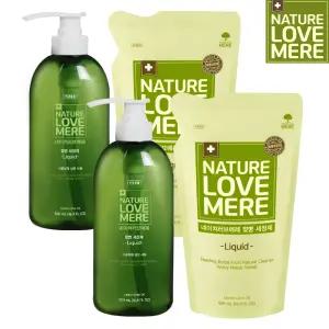 네이쳐러브메레 젖병세정제 액상용기 500ml 2팩 + 액상리필 500ml 2팩