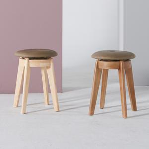 힐링가구 루다 원목 회전 화장대 의자 가죽 스툴