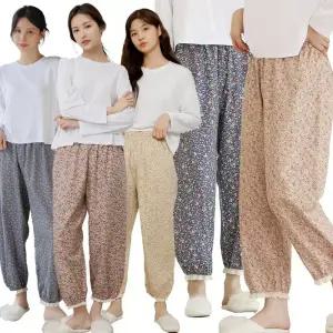 MANUA 여성 순면 개버딘 플라워 9부 파자마 홈웨어 고쟁이 잠옷바지