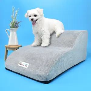 크림펫 커브형 강아지 계단 논슬립 애견 스텝 방수 2단