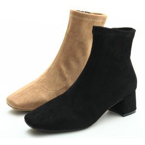 천연소가죽 스웨이드 레미안 스판 앵클부츠