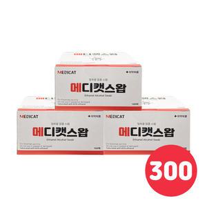 일회용 알콜솜 소독솜 알콜스왑 에탄올 메디캣스왑 3박스 300매