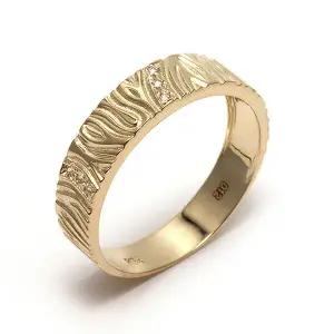 14K 반지 심플 무늬 옐로골드 금반지 NAC8453