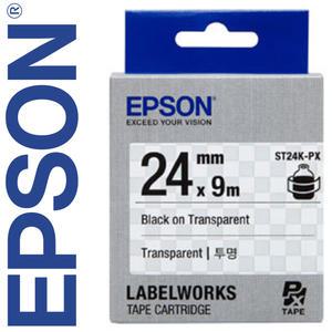 [정품] 엡손 라벨테이프 ST24K-PX 폭24mm 투명바탕 검정글씨
