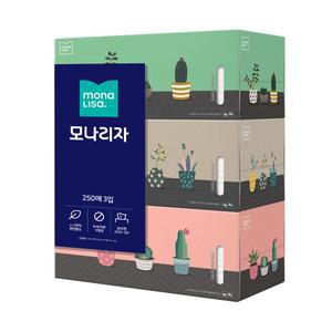 모나리자 250매x3개입 1팩 미용티슈 각티슈 휴지 화장지
