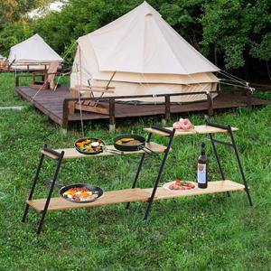 우드 쉘프 캠핑 선반 2단 폴 기본형 감성 원목 정리대