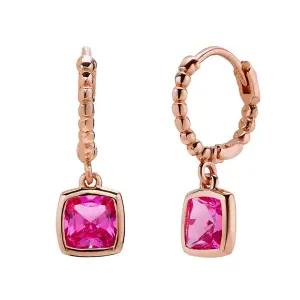 14K 귀걸이 원터치 드롭 링 스퀘어 루비