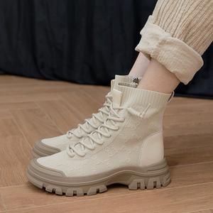 [더힐][더힐슈즈] 기모안감니트 여성 하이탑 운동화 스니커즈 앵클부츠 5cm smg638