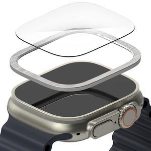 애플워치 울트라 3 2 1 케이스 링케 베젤 스타일 링 메탈 강화유리 액정 보호 필름 콤보